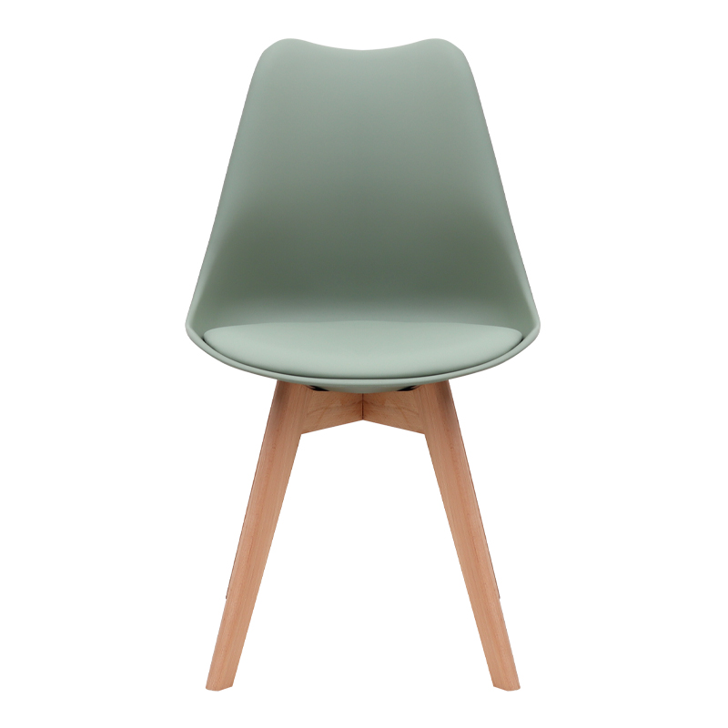 Καρέκλα τραπεζαρίας Viva Megapap PP - PU φυστικί - ξύλινο φυσικό πόδι 48,5x54x80εκ. - Image 4