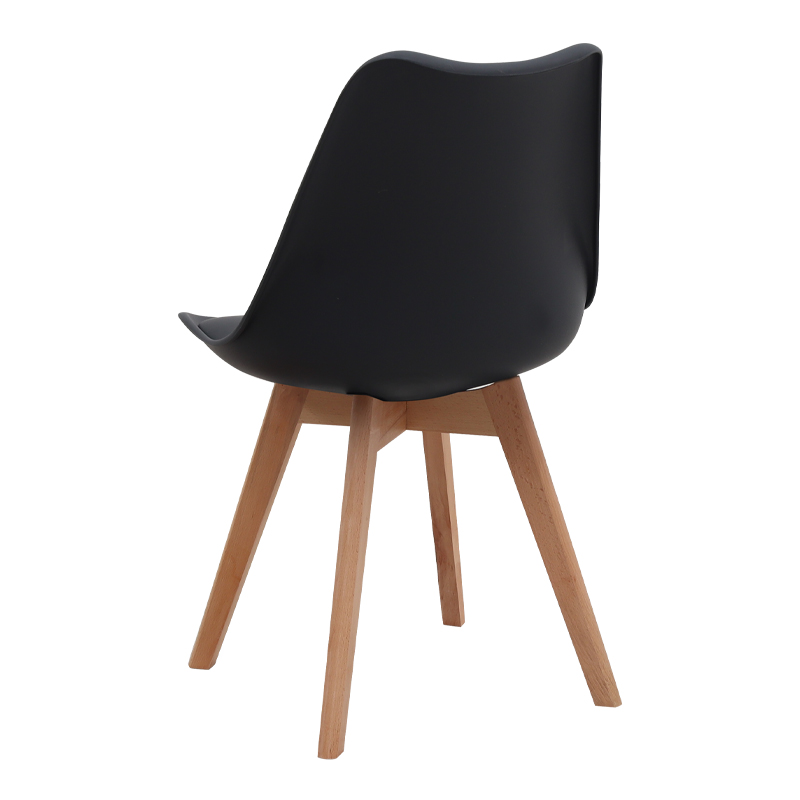 Καρέκλα τραπεζαρίας Viva Megapap PP - PU μαύρο - ξύλινο φυσικό πόδι 48,5x54x80εκ. - Image 3