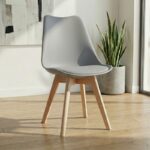 Καρέκλα τραπεζαρίας Viva Megapap PP - PU γκρι - ξύλινο φυσικό πόδι 48,5x54x80εκ.