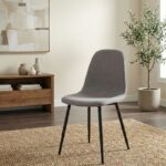 Καρέκλα τραπεζαρίας Iris Megapap μπεζ ύφασμα - μεταλλικό μαύρο πόδι 43x50x85εκ.