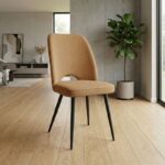 Καρέκλα τραπεζαρίας Christy Megapap μουσταρδί ύφασμα - μεταλλικό μαύρο πόδι 47x59x90εκ.