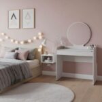 Τουαλέτα με καθρέπτη Curve Megapap χρώμα λευκό 90x47x142εκ.