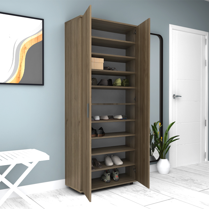 Ντουλάπα ρούχων - παπουτσοθήκη Eric Megapap δίφυλλη χρώμα καρυδί 76x36x187εκ. - Image 2