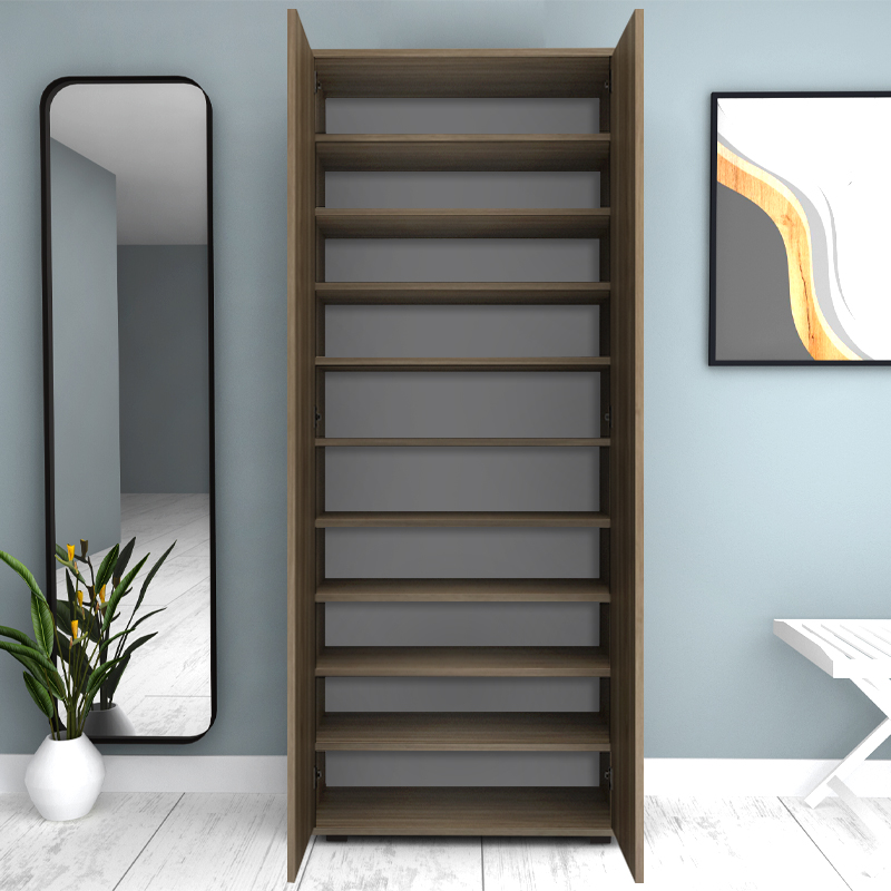 Ντουλάπα ρούχων - παπουτσοθήκη Eric Megapap δίφυλλη χρώμα καρυδί 76x36x187εκ. - Image 3