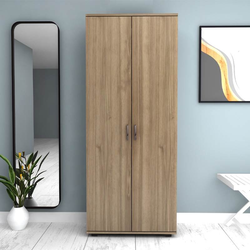 Ντουλάπα ρούχων - παπουτσοθήκη Eric Megapap δίφυλλη χρώμα καρυδί 76x36x187εκ. - Image 4