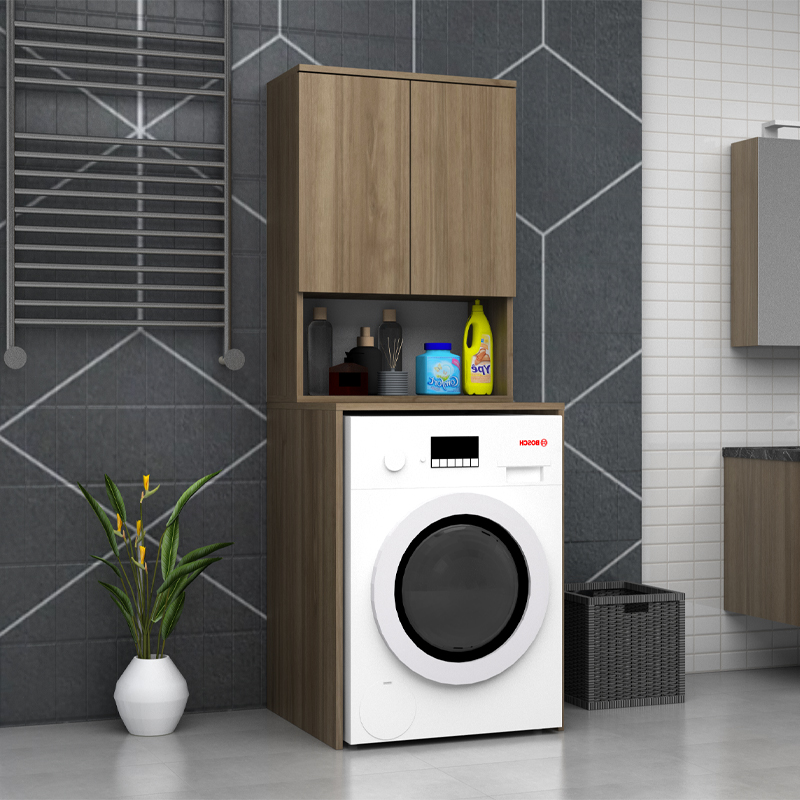 Έπιπλο πλυντηρίου Cozen Megapap χρώμα καρυδί 65x60x178εκ. - Image 2