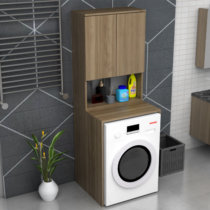 Έπιπλο πλυντηρίου Cozen Megapap χρώμα καρυδί 65x60x178εκ. - Image 3