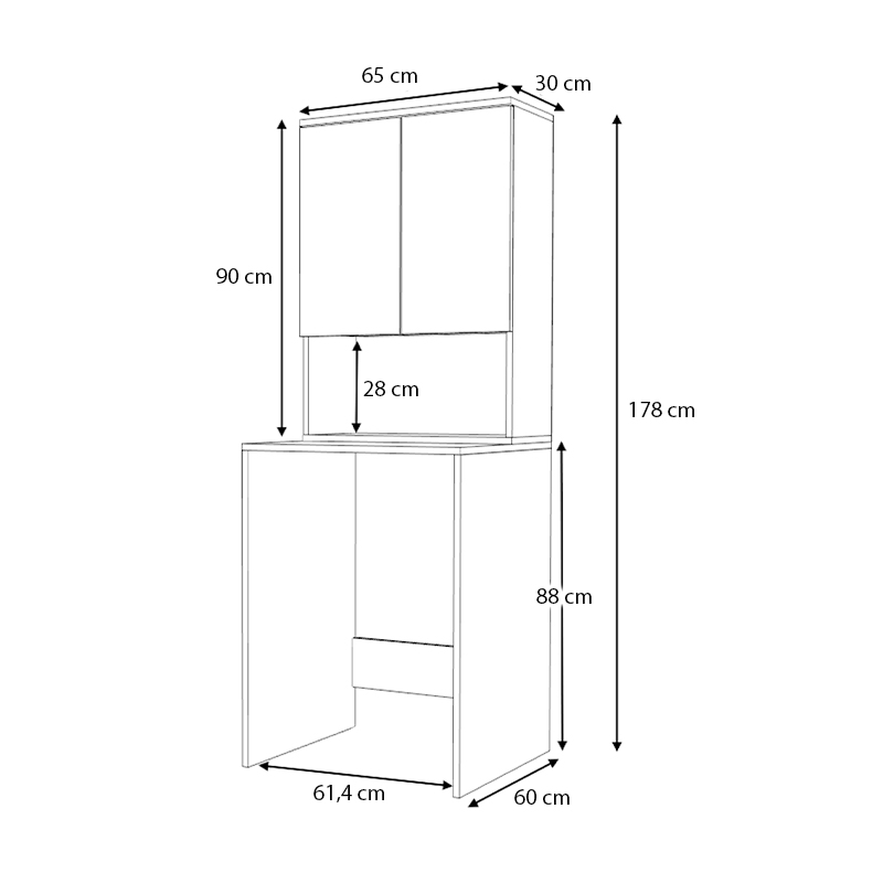 Έπιπλο πλυντηρίου Cozen Megapap χρώμα καρυδί 65x60x178εκ. - Image 4