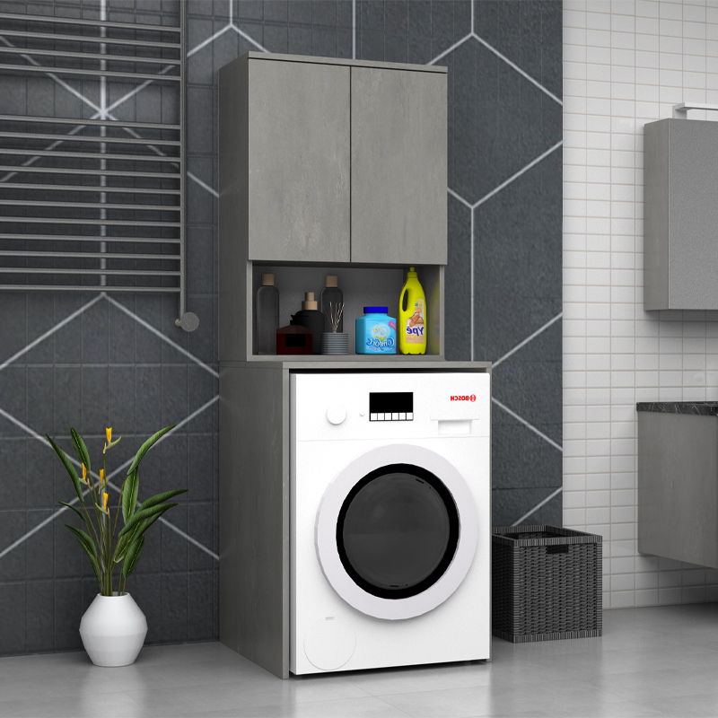 Έπιπλο πλυντηρίου Cozen Megapap χρώμα γκρι σκυροδέματος 65x60x178εκ. - Image 2