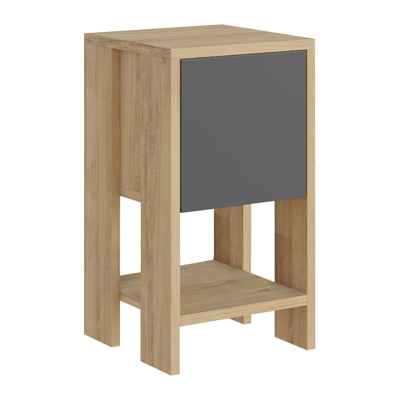 Κομοδίνο Ema Megapap χρώμα sapphire oak - ανθρακί 30x30x55εκ. - Image 5