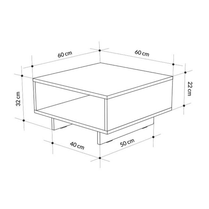Τραπεζάκι σαλονιού Hola Megapap χρώμα sapphire oak - ανθρακί 60x60x32εκ. - Image 6