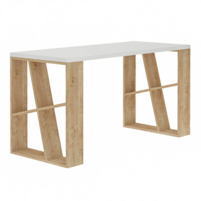 Γραφείο εργασίας Honey Megapap χρώμα λευκό - sapphire oak 137x60x75εκ