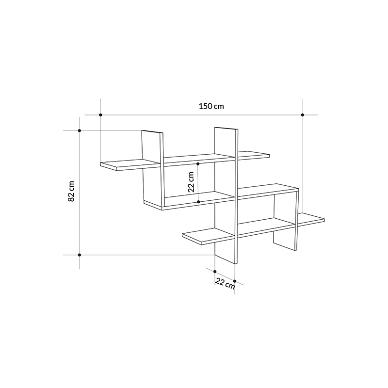 Ραφιέρα τοίχου Halic Megapap χρώμα sapphire oak 150x22x82εκ. - Image 4