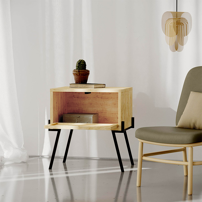 Κομοδίνο Naive Megapap χρώμα sapphire oak 48x34x51εκ. - Image 2