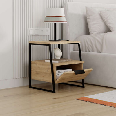 Κομοδίνο Pal Megapap χρώμα sapphire oak 45x40x50εκ.