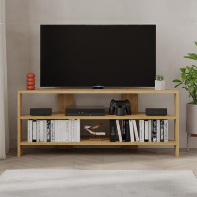Έπιπλο τηλεόρασης γωνιακό Thales Megapap χρώμα sapphire oak 110x36x45εκ.
