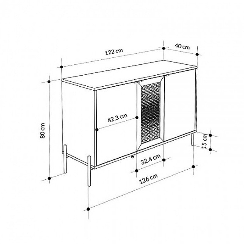 Μπουφές Naive Megapap χρώμα sapphire oak 126x40x80εκ. - Image 6