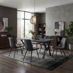 Τραπέζι Walter Megapap Mdf - μεταλλικό χρώμα σκούρο γκρι σκυροδέματος 160x80x75εκ.