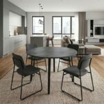 Τραπέζι Zeno Megapap χρώμα σκούρο γκρι σκυροδέματος Ø110x73,5εκ.