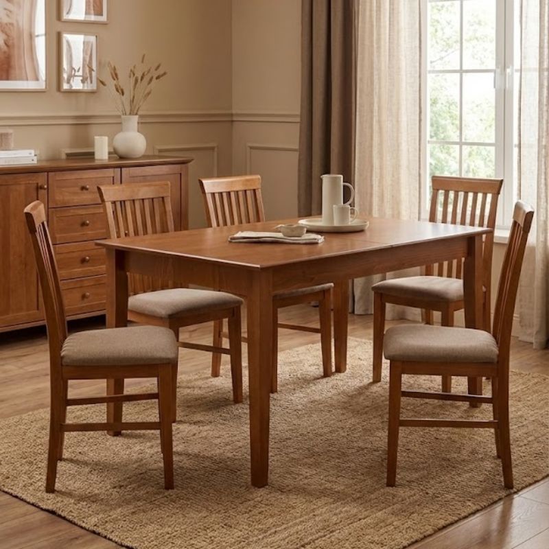 Τραπέζι Adare Megapap μασίφ ξύλο-MDF επεκτεινόμενο χρώμα καρυδί 140/180x78x77εκ.