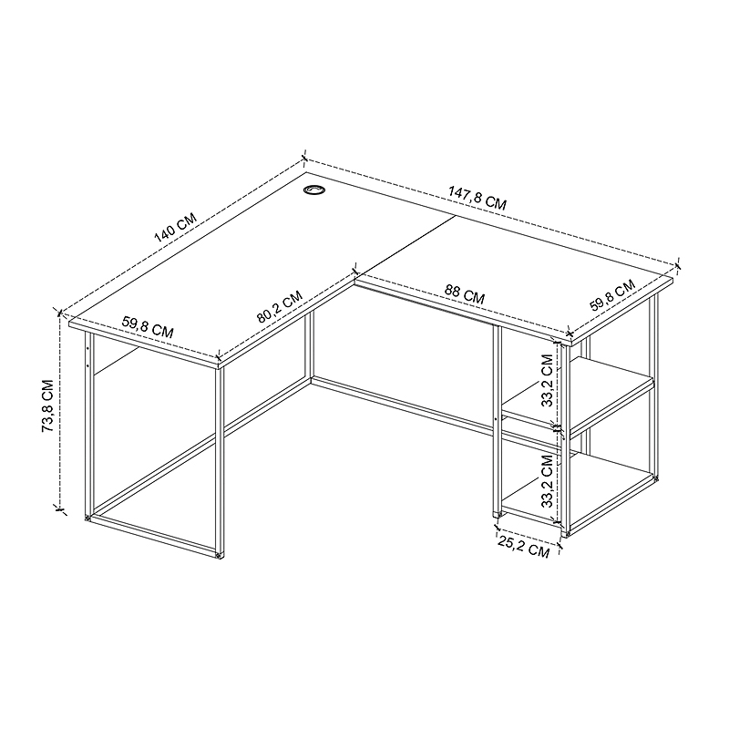 Γραφείο εργασίας Delta Megapap χρώμα καπνιστή καρυδιά 147,8x140x73,8εκ. - Image 2