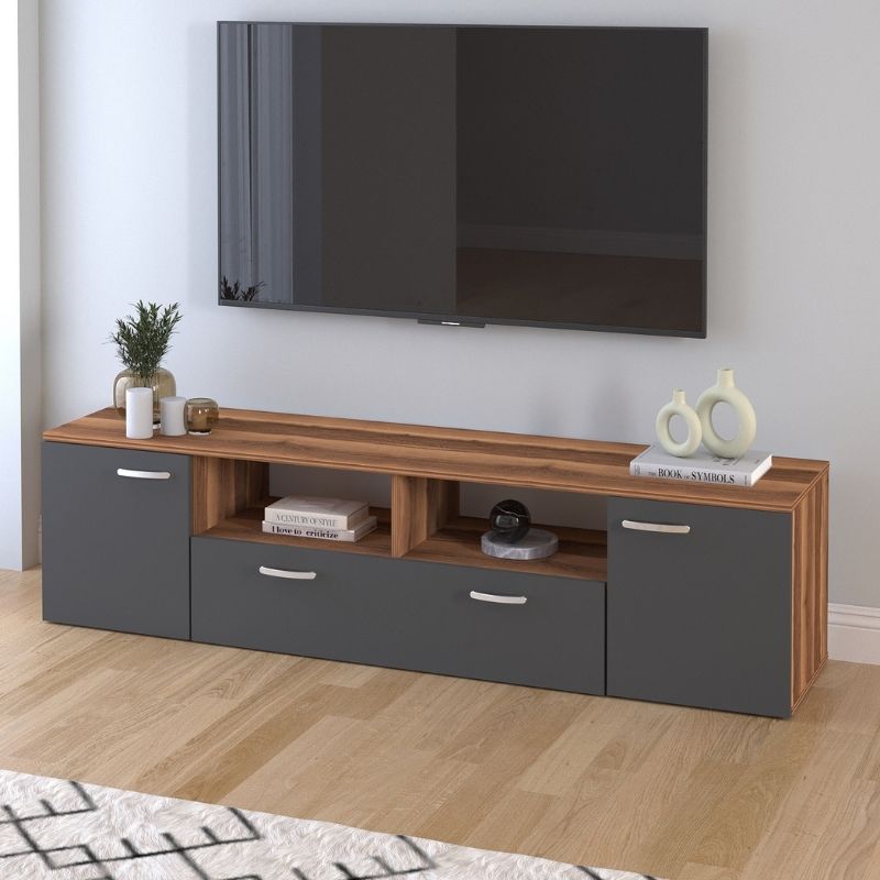 Έπιπλο τηλεόρασης Girit Megapap χρώμα καρυδί - ανθρακί 181,3x41x46,2εκ. - Image 2