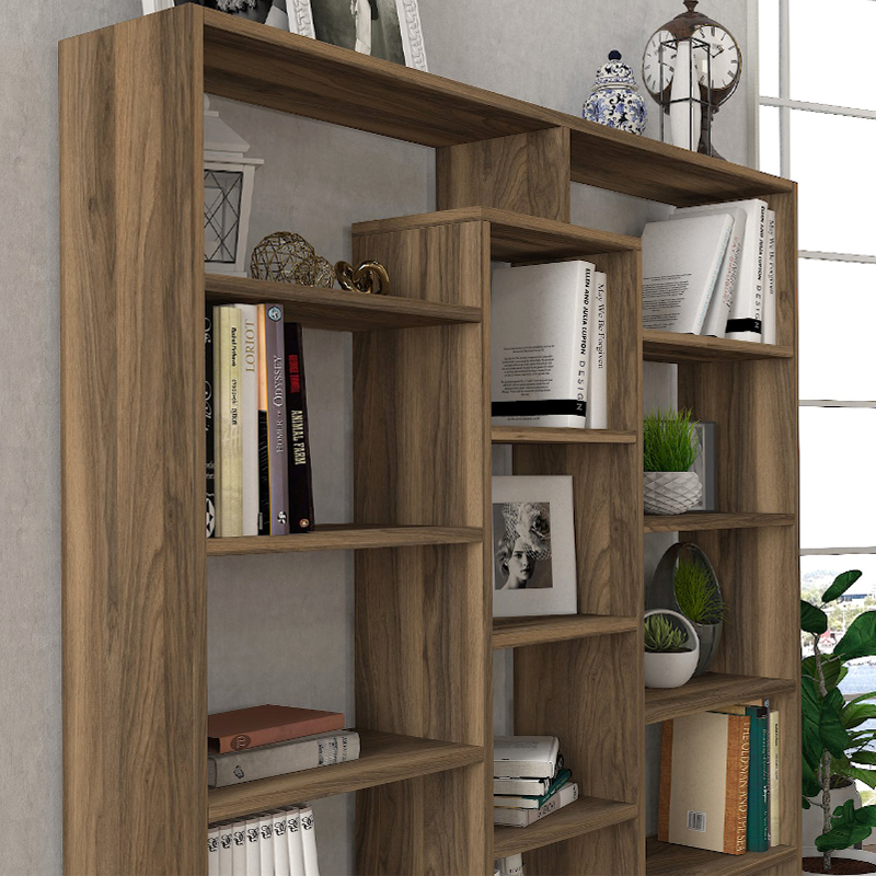 Βιβλιοθήκη Ample Megapap χρώμα καρυδί 125x22x135,7εκ. - Image 3