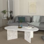 Τραπεζάκι σαλονιού Cortado Megapap χρώμα λευκό εφέ μαρμάρου 120x60x39,6εκ.