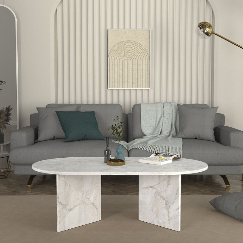 Τραπεζάκι σαλονιού Cortado Megapap χρώμα λευκό εφέ μαρμάρου 120x60x39,6εκ. - Image 2