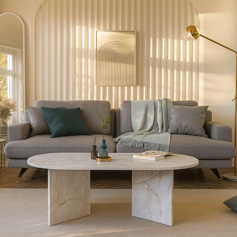 Τραπεζάκι σαλονιού Cortado Megapap χρώμα λευκό εφέ μαρμάρου 120x60x39,6εκ. - Image 4