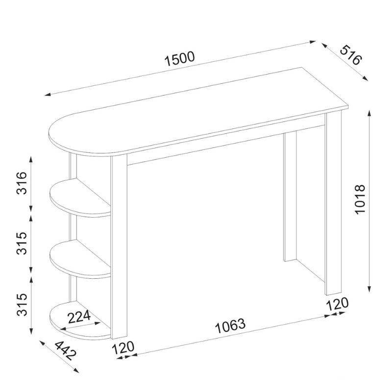 Τραπέζι μπαρ Vigne Megapap χρώμα sepet oak 150x51,6x101,8εκ. - Image 6