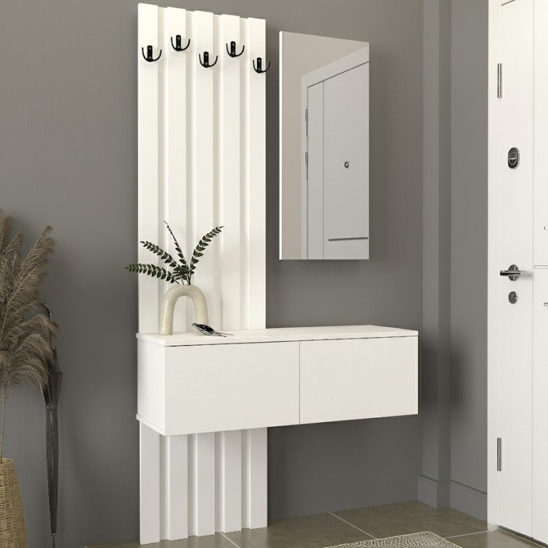 Έπιπλο εισόδου Kanso Megapap χρώμα λευκό 100x35x196,7εκ. - Image 2