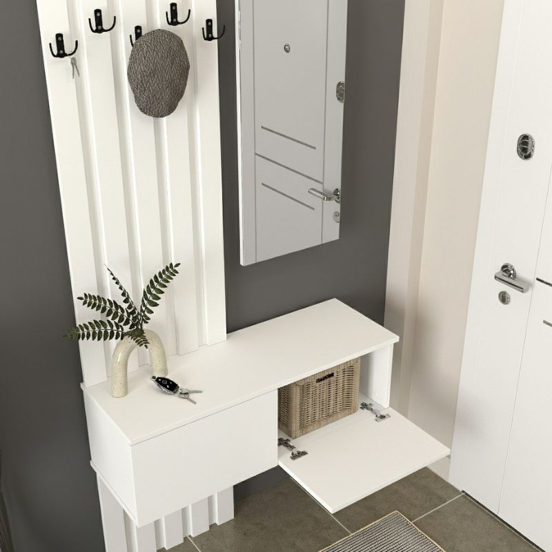 Έπιπλο εισόδου Kanso Megapap χρώμα λευκό 100x35x196,7εκ. - Image 3