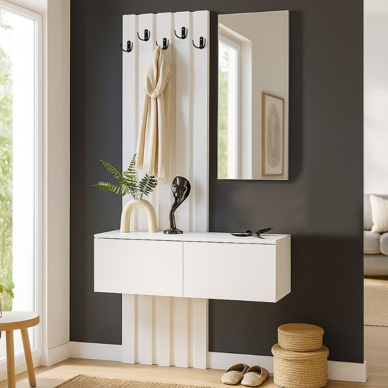 Έπιπλο εισόδου Kanso Megapap χρώμα λευκό 100x35x196,7εκ. - Image 4