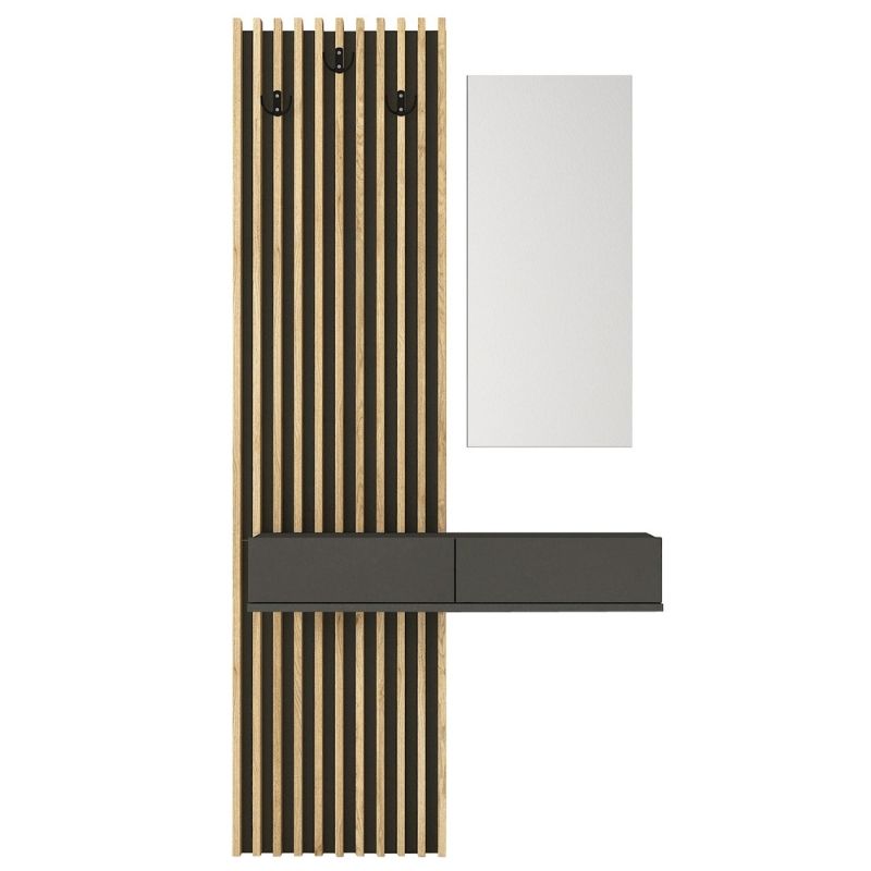 Έπιπλο εισόδου Elois Megapap χρώμα ανθρακί - sepet oak 96,6x26,8x195,5εκ. - Image 6