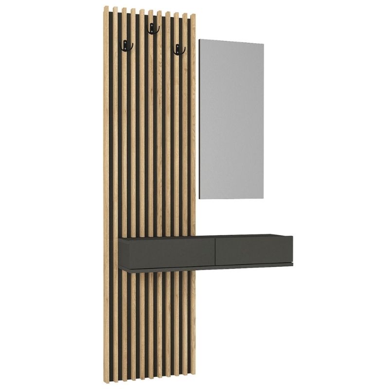 Έπιπλο εισόδου Elois Megapap χρώμα ανθρακί - sepet oak 96,6x26,8x195,5εκ. - Image 7