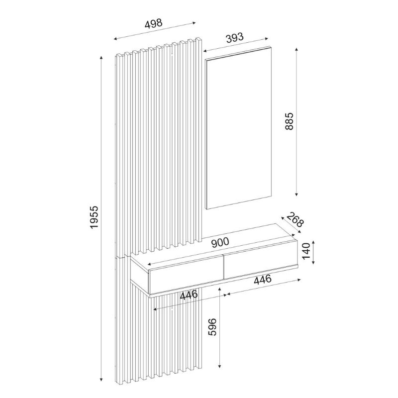 Έπιπλο εισόδου Elois Megapap χρώμα ανθρακί - sepet oak 96,6x26,8x195,5εκ. - Image 8