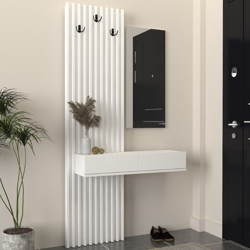 Έπιπλο εισόδου Elois Megapap χρώμα λευκό 96,6x26,8x195,5εκ. - Image 2