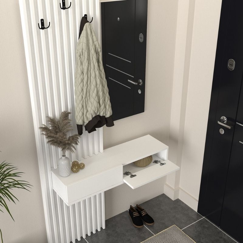 Έπιπλο εισόδου Elois Megapap χρώμα λευκό 96,6x26,8x195,5εκ. - Image 3