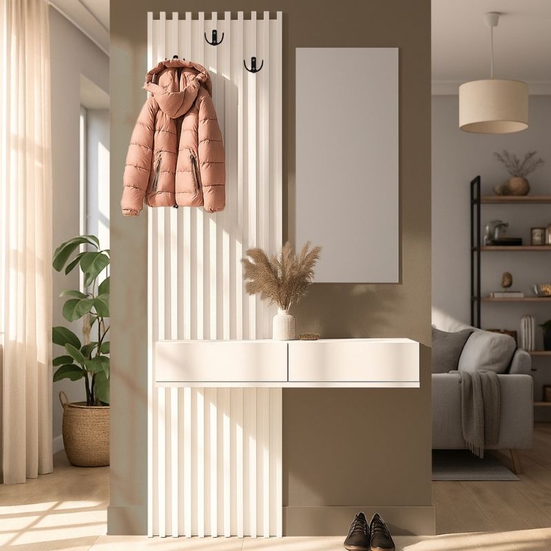 Έπιπλο εισόδου Elois Megapap χρώμα λευκό 96,6x26,8x195,5εκ. - Image 4