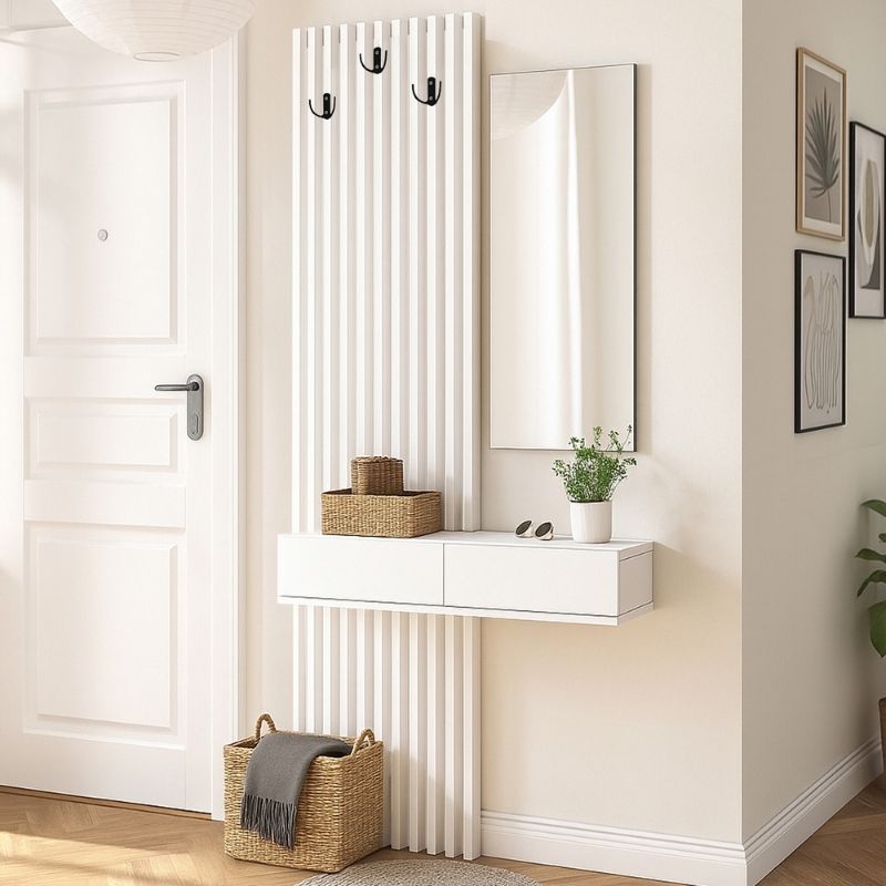 Έπιπλο εισόδου Elois Megapap χρώμα λευκό 96,6x26,8x195,5εκ. - Image 5