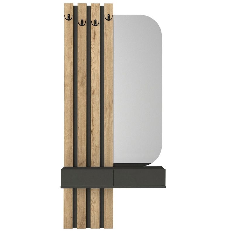 Έπιπλο εισόδου Reyas Megapap χρώμα ανθρακί - sepet oak 90x27x205,6εκ. - Image 5