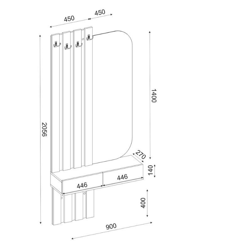 Έπιπλο εισόδου Reyas Megapap χρώμα ανθρακί - sepet oak 90x27x205,6εκ. - Image 7