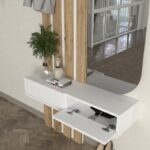 Έπιπλο εισόδου Reyas Megapap χρώμα λευκό - sepet oak 90x27x205,6εκ.