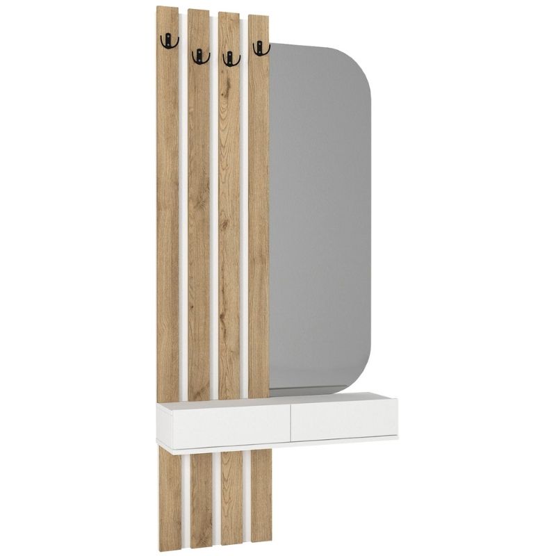 Έπιπλο εισόδου Reyas Megapap χρώμα λευκό - sepet oak 90x27x205,6εκ. - Image 6