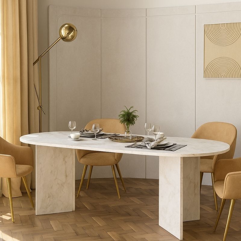 Τραπέζι Cortado Megapap χρώμα λευκό εφέ μαρμάρου 200x90x74εκ. - Image 3