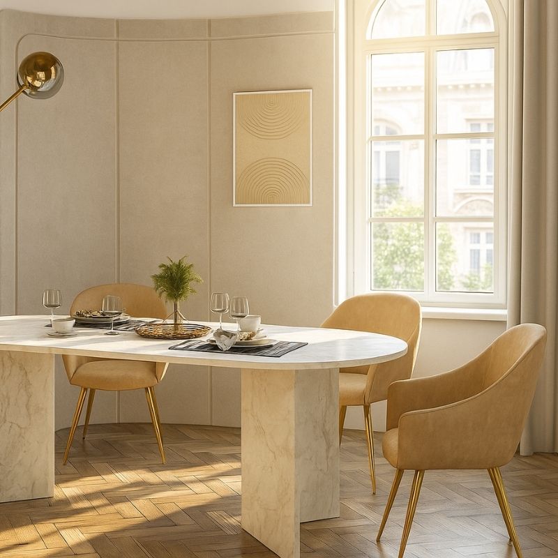 Τραπέζι Cortado Megapap χρώμα λευκό εφέ μαρμάρου 200x90x74εκ. - Image 4