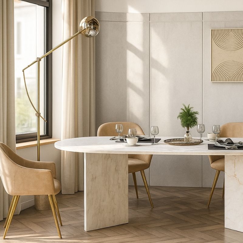 Τραπέζι Cortado Megapap χρώμα λευκό εφέ μαρμάρου 200x90x74εκ. - Image 5