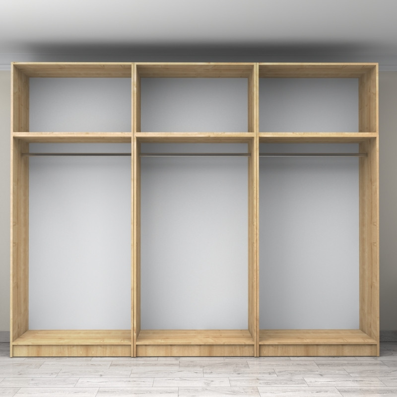 Ντουλάπα ρούχων Victoria Megapap εξάφυλλη με πατάρι χρώμα φυσικό οξιάς 300x60x240εκ. - Image 2