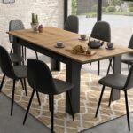 Manchester τραπέζι επεκτεινόμενο 160/200x90x77εκ. Helvezia Oak / Black